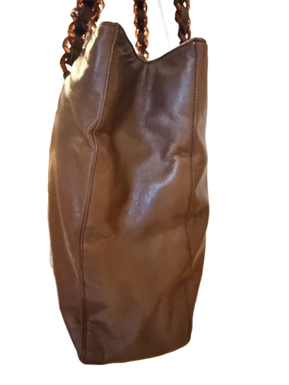 Prada Tessuto Nappa Leather Brown Tortoiseshell Chain Tote Bag w COA - Picture 9 of 16